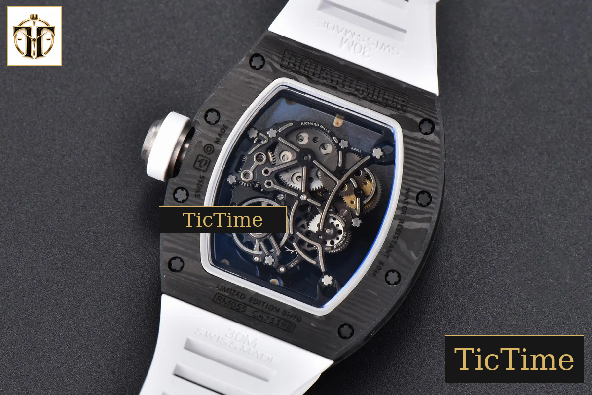 NTPT RM055 42.7mm BBRF White Skeleton Dial White Rubber Strap RMUL2 — foto 18