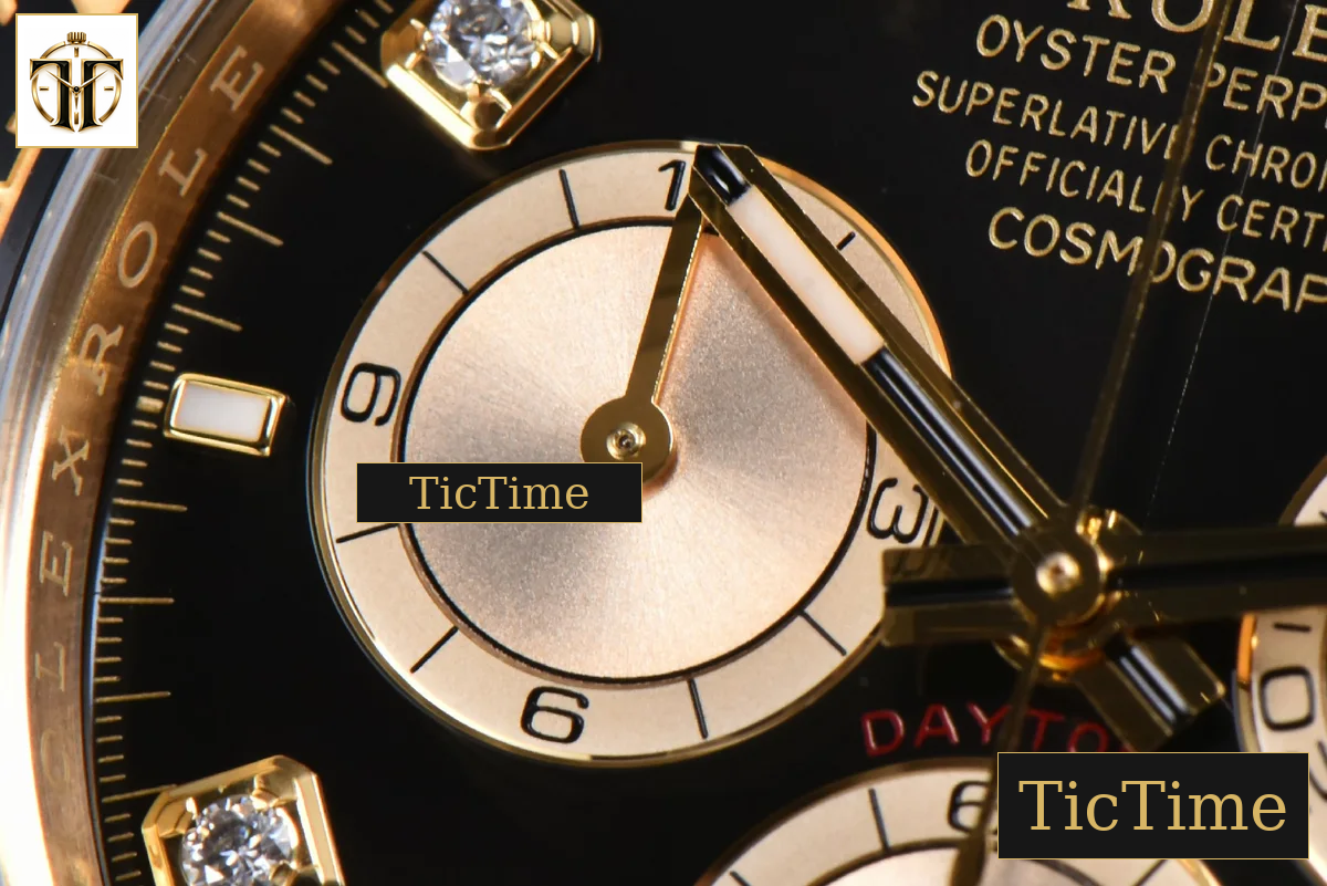 Daytona 126518 40mm Clean Factory YG Black Dial YG Subdial Diamond Marker Oysterflex Strap DD4131 — foto 7