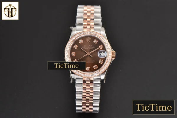 Foto frontal — DateJust Ladies 904L 31mm WF RG/SS Diamond Brown Dial Diamond Marker Jubilee Bracelet A2671