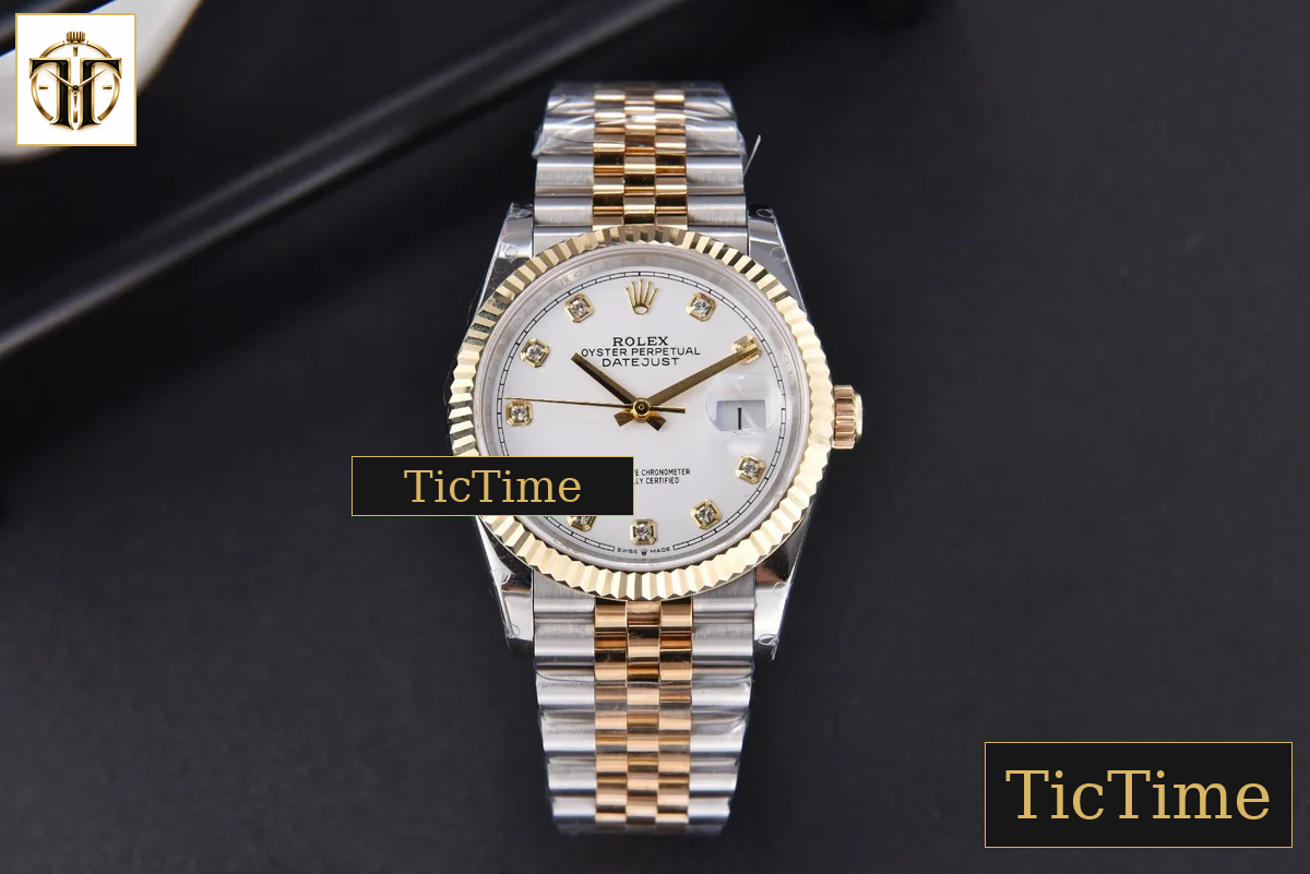 DateJust 904L 36mm GMF YG/SS Fluted Bezel White Dial Diamond Marker Jubilee Bracelet VR3235 — foto 2