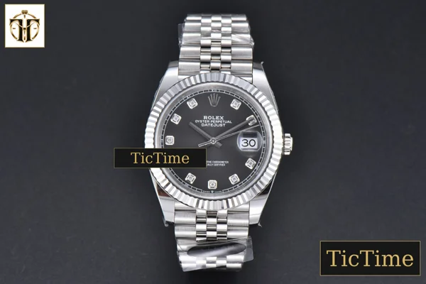 Foto frontal — DateJust 904L 126334 41mm CF Gray Dial Diamond Marker Jubilee Bracelet VR3235
