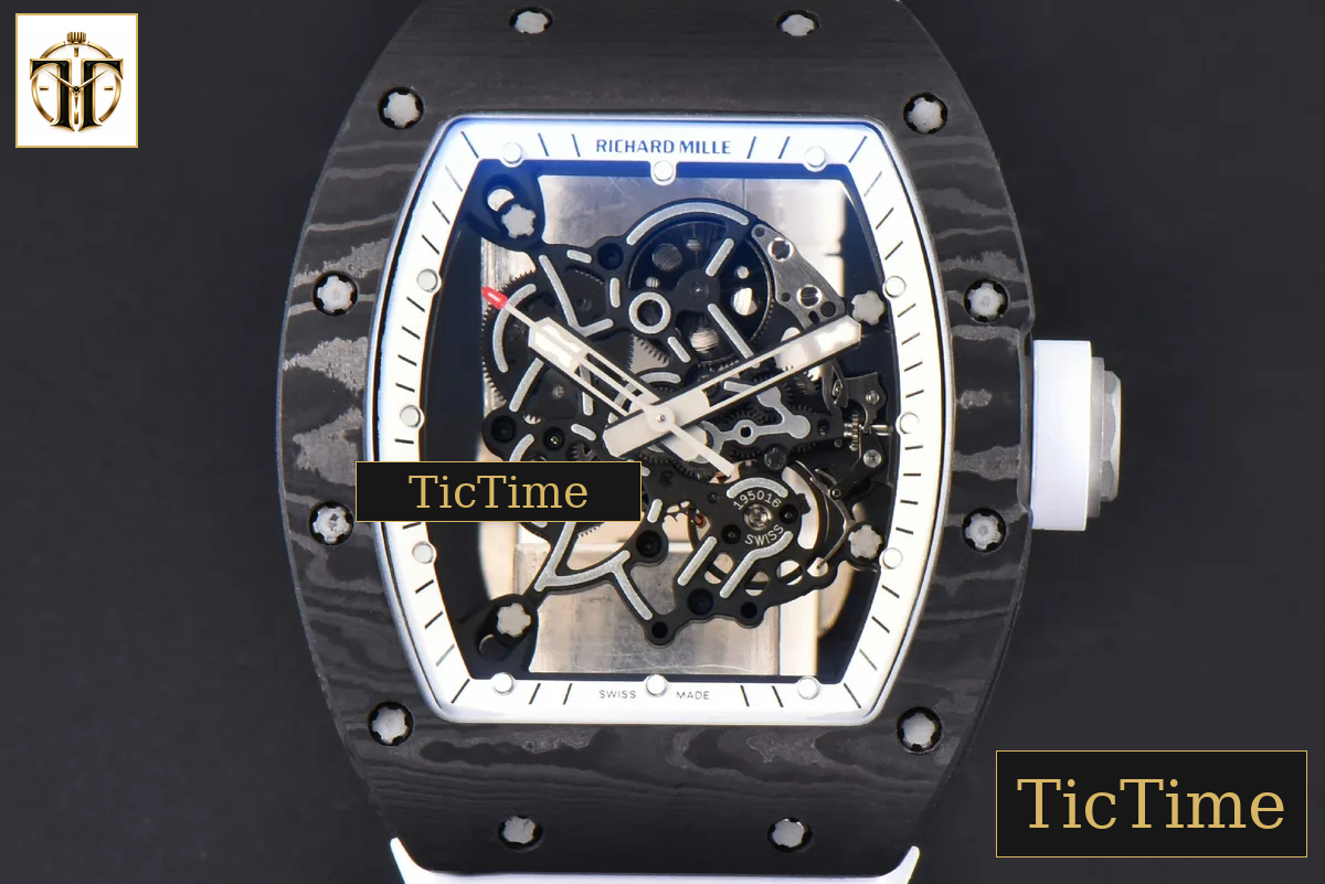 NTPT RM055 43mm ZF White Bezel White Crown White Rubber Strap V6 RMUL2 — foto 2