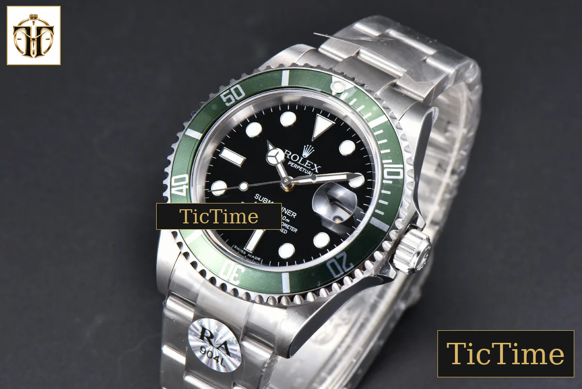 Submariner LV 16610 40mm RAF Green Bezel 904L SS Bracelet No Rehaut SH3135 — foto 5