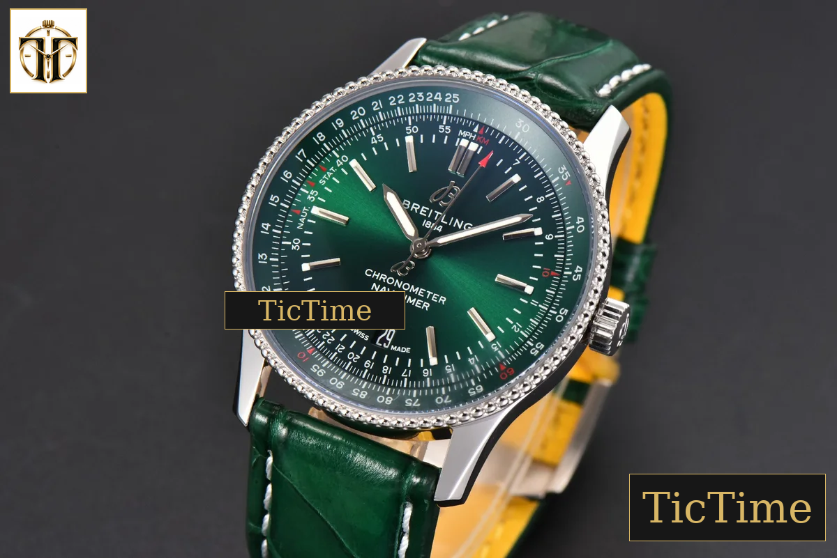 Navitimer 41mm TF Green Dial Green Leather Strap 2824 — foto 4