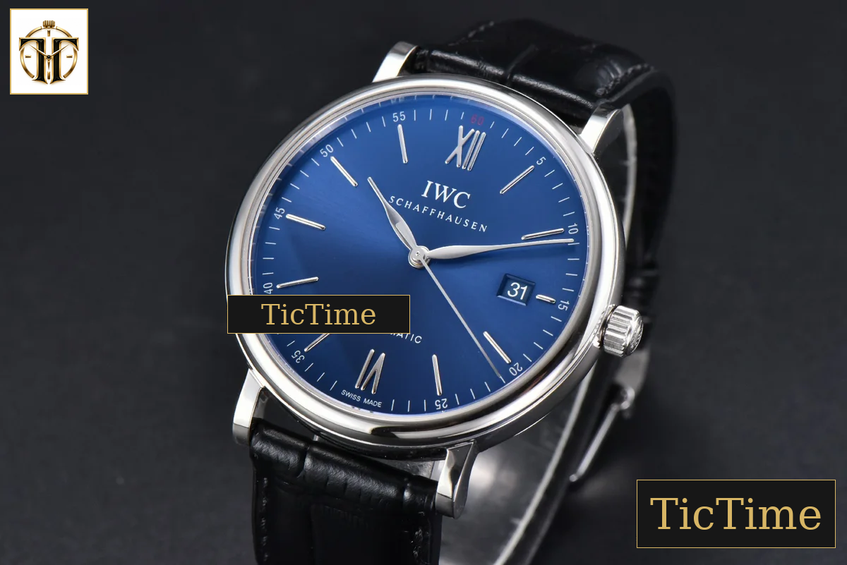 Portofino 40mm V7F Blue Dial Silver Hands Black Leather Strap A2892 — foto 4