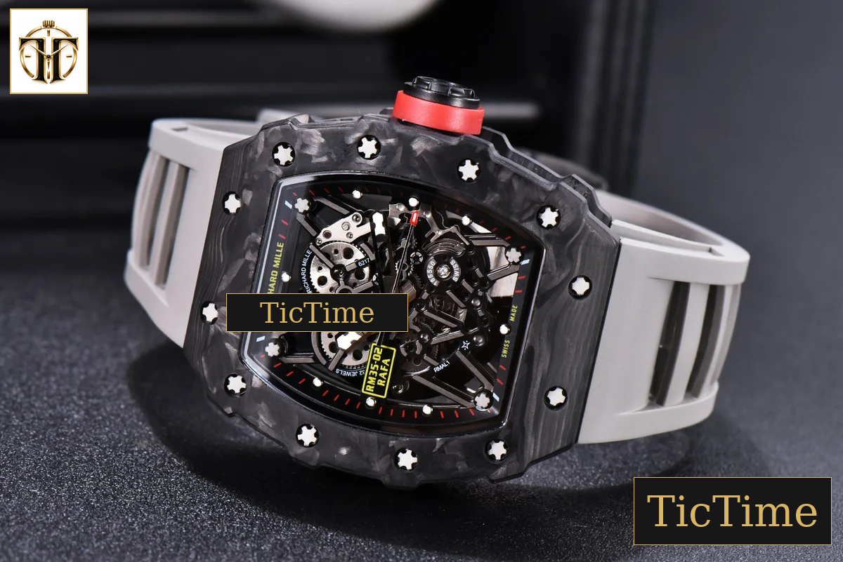RM035-02 KVF Skeleton Dial Red Gray Rubber Strap V3 Miyota8215 — foto 15