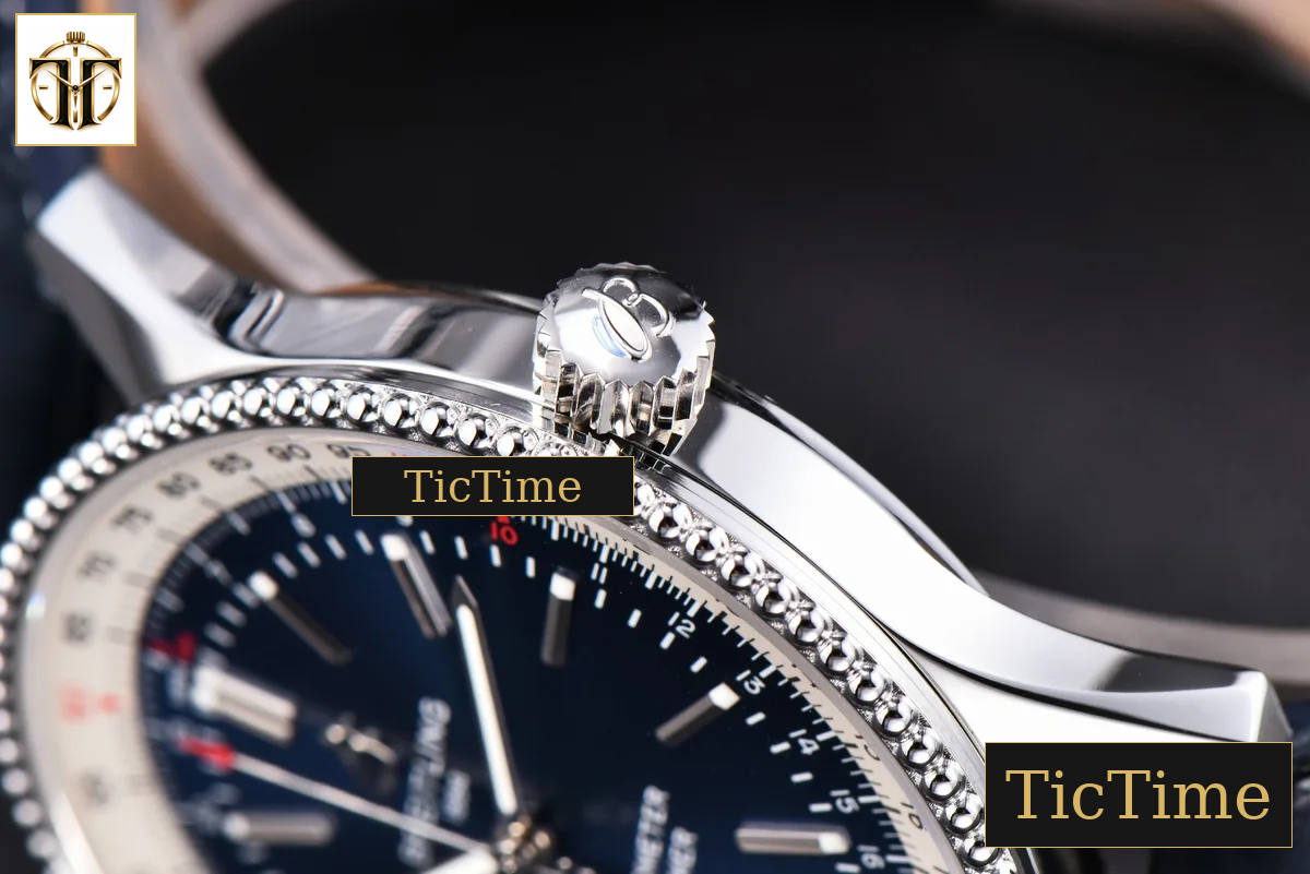 Navitimer 41mm TF SS Blue Dial White Bezel Blue Leather Strap A2824 — foto 12