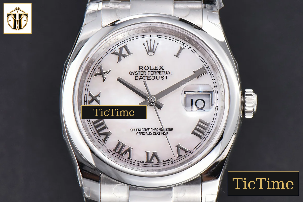 DateJust 36mm GMF SS Smooth Bezel White MOP Dial Roma Marker Oyster Bracelet VR3235 — foto 3
