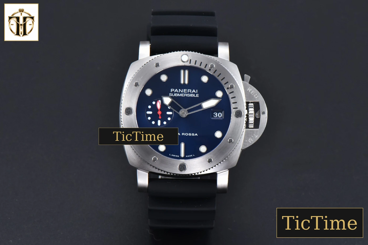 Vista frontal — Submersible Quaranta PAM1391 44mm TTF Blue Dial Rubber Strap P9010