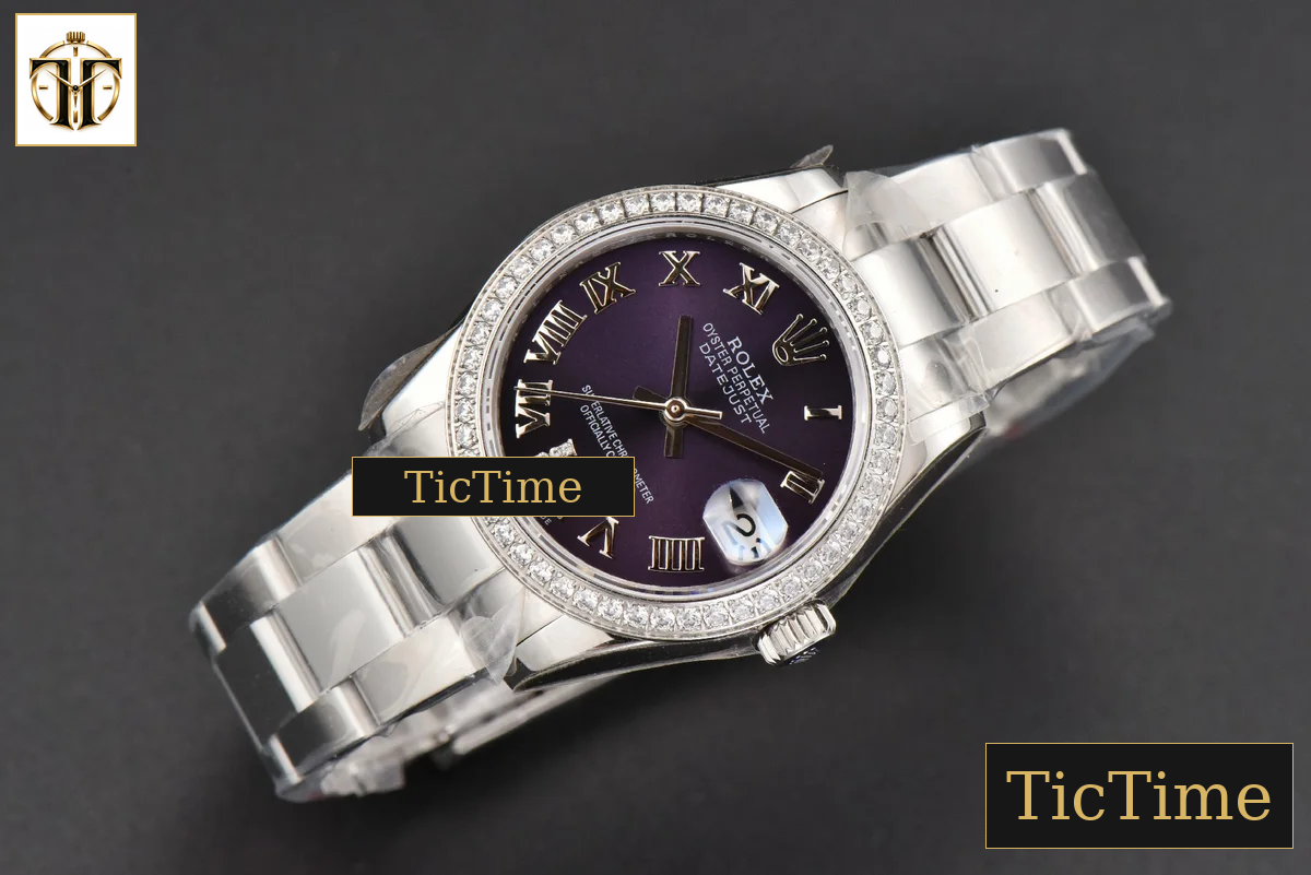 DateJust Ladies 904L 31mm WF Diamond Purple Dial Diamond Roma Marker Oyster Bracelet A2671 — foto 15