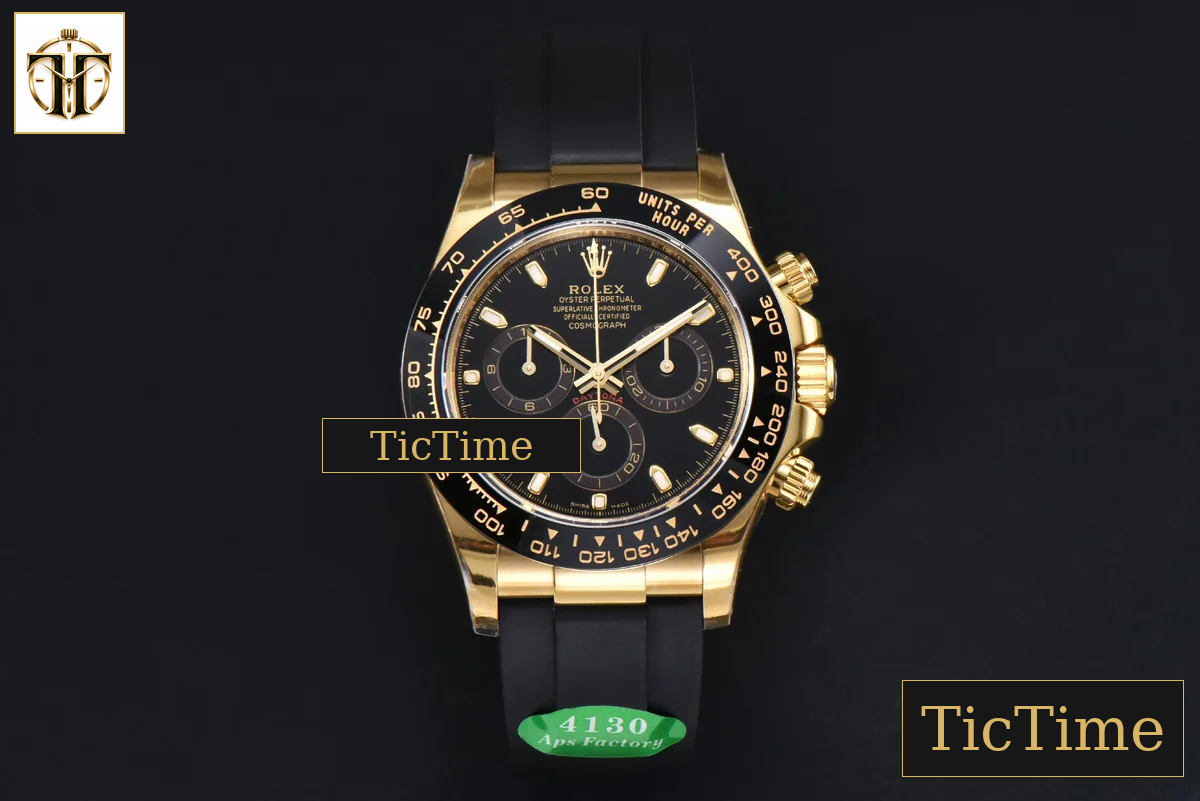 Daytona 116518 40mm APSF YG Black Dial Ceramic Bezel Lume Marker Oysterflex Strap Tungsten Version SH4130 — foto 3