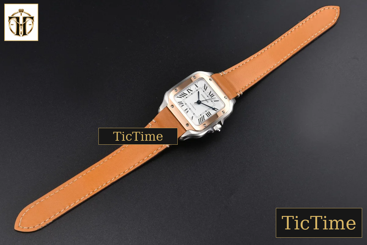 Santos de Cartier Medium 35mm AF SS White Dial RG Bezel Orange Leather Strap Miyota 9015 — foto 31
