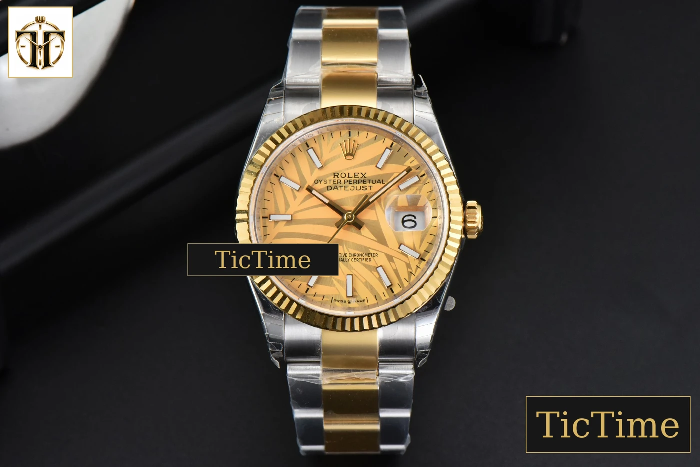 Vista frontal — DateJust 36mm EWF YG/SS YG Plam Dial Oyster Bracelet A3235