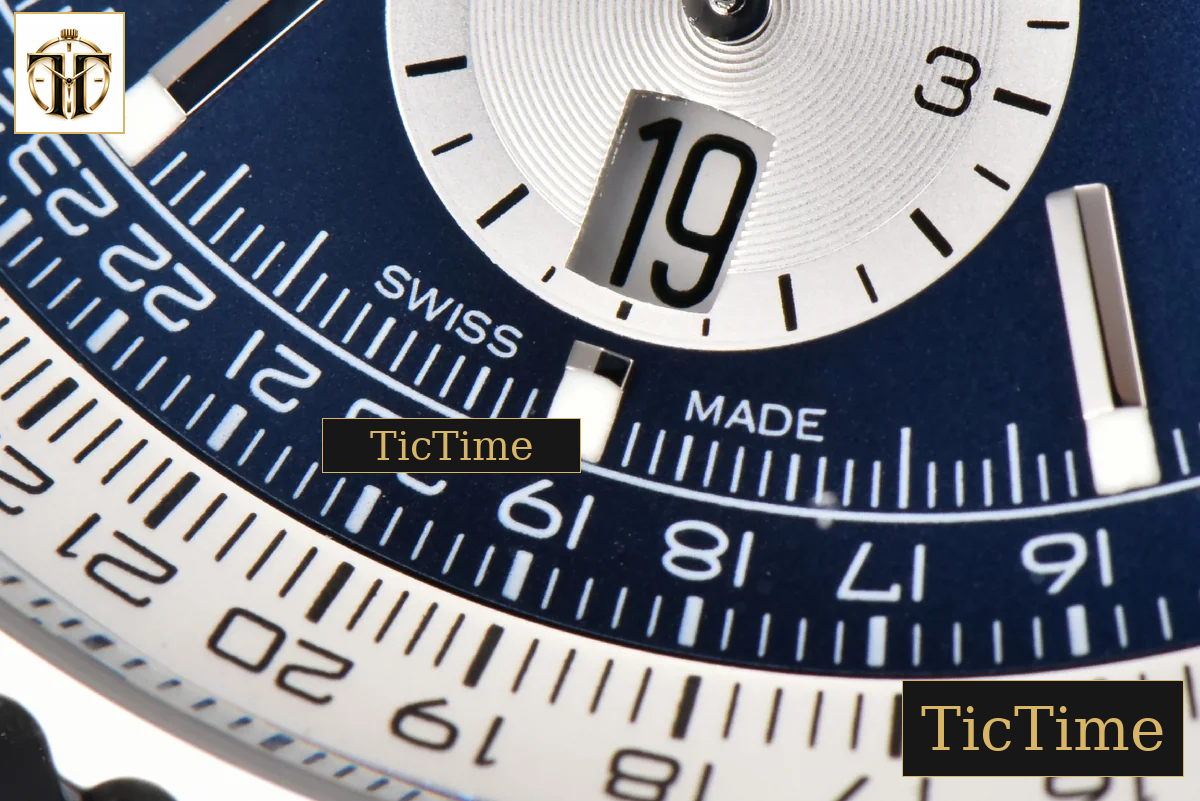 Navitimer B01 43mm BLSF Blue Dial White Subdial Black Leather Strap A7750 — foto 9