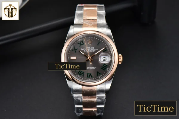 Foto frontal — Datejust 36mm BPF RG/SS Smooth Bezel Gray Wimbledon Dial Oyster Bracelet A2824