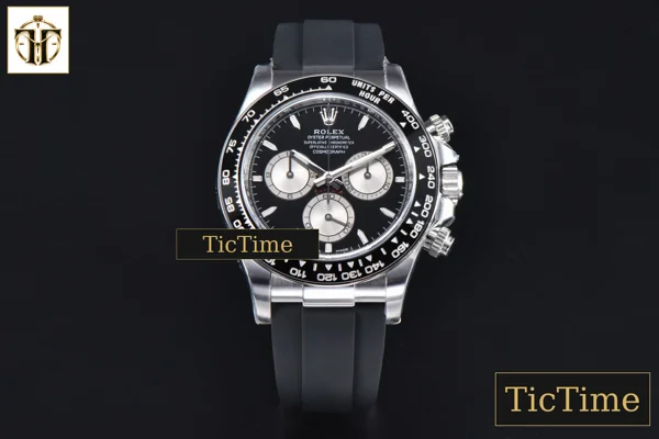 Foto frontal — Daytona 126519 40mm Clean Factory SS Black Dial Silver Subdial Oysterflex Strap DD4131