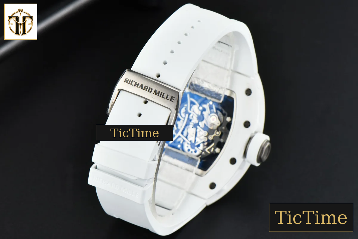 RM055 42.7mm ZF White Ceramic Black Skeleton Dial White Rubber Strap V6 NH05 — foto 14