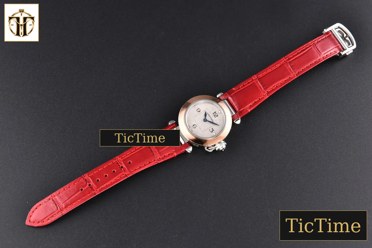 Pasha Ladies 30mm AF RG White Dial Red Leather Strap Jap Quartz — foto 30
