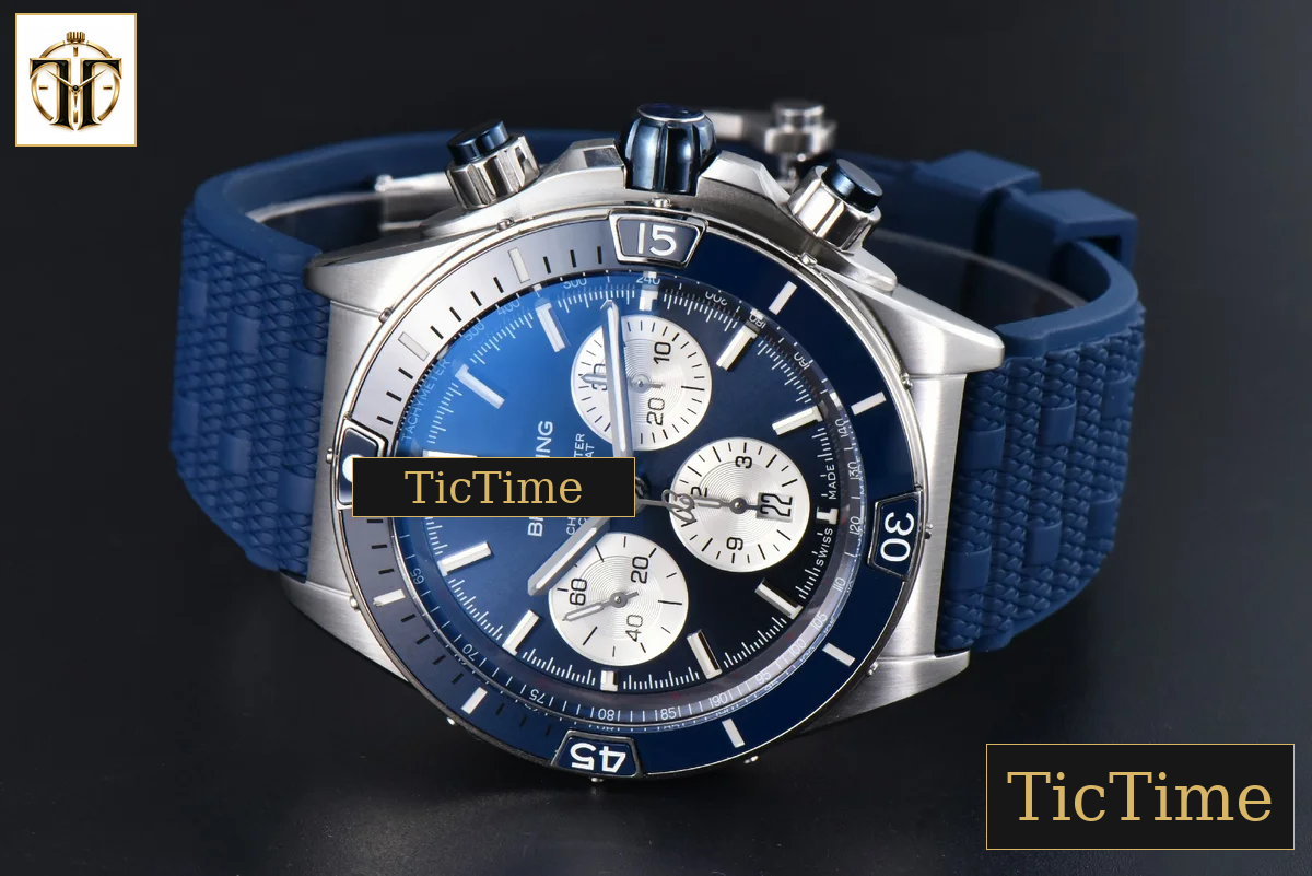 Chronomat B01 44mm BLSF Blue Bezel Blue Dial White Subdial White Rubber Strap 7750 — foto 14