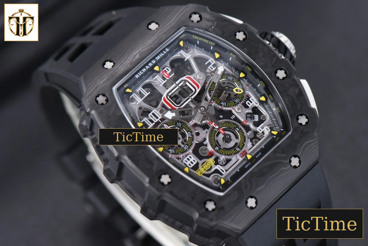 NTPT Chrono RM011 KVF Skeleton Dial Black Rubber Strap V2 A7750 — foto 15