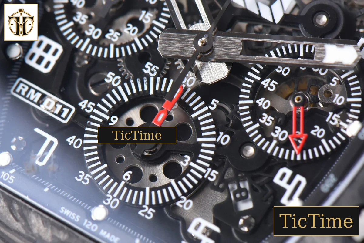 NTPT Chrono RM011 KVF Black Skeleton Dial Black Crown black Rubber Strap V2 A7750 — foto 7