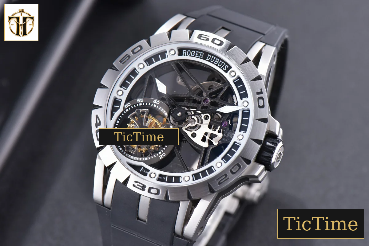 Excalibur Sports Tourbillon 46mm JBF Titanium Skeleton Dial Black Crown Black Rubber Strap — foto 4