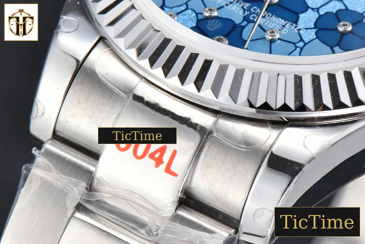 DateJust 904L Fluted Bezel 31mm GMF Blue Flowers Dial Oyster Bracelet A2824 — foto 11