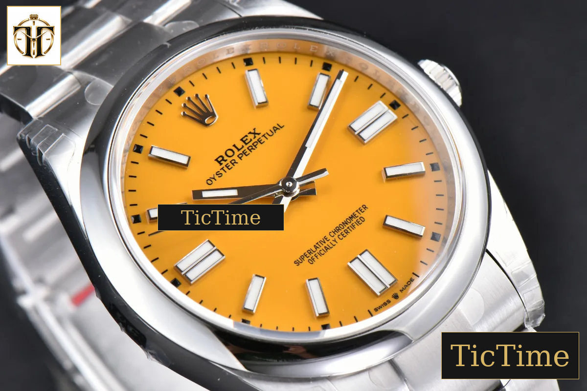Oyster Perpetual 904L 124300 41mm VSF Yellow Dial Oyster Bracelet VS3235 — foto 9