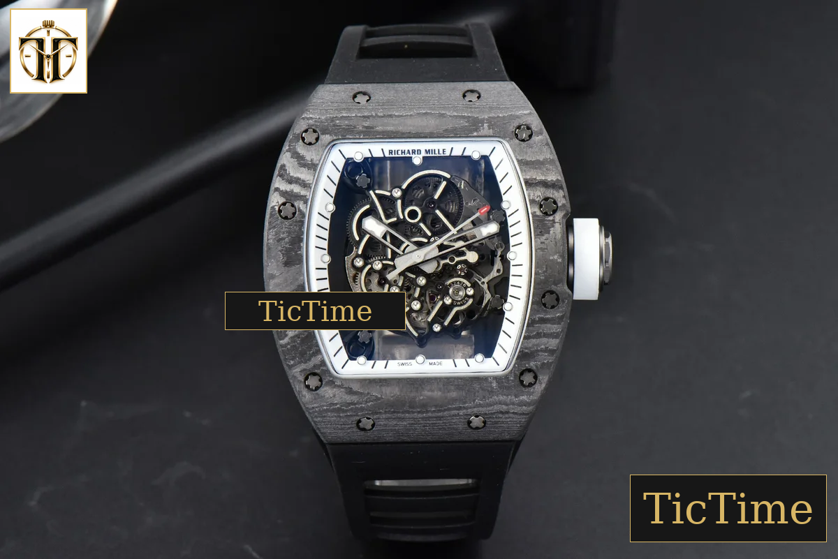 Bubba Watson RM055 42.7mm ZF Black NTPT White Skeleton Dial Black Rubber Strap V6 NH05 — foto 3