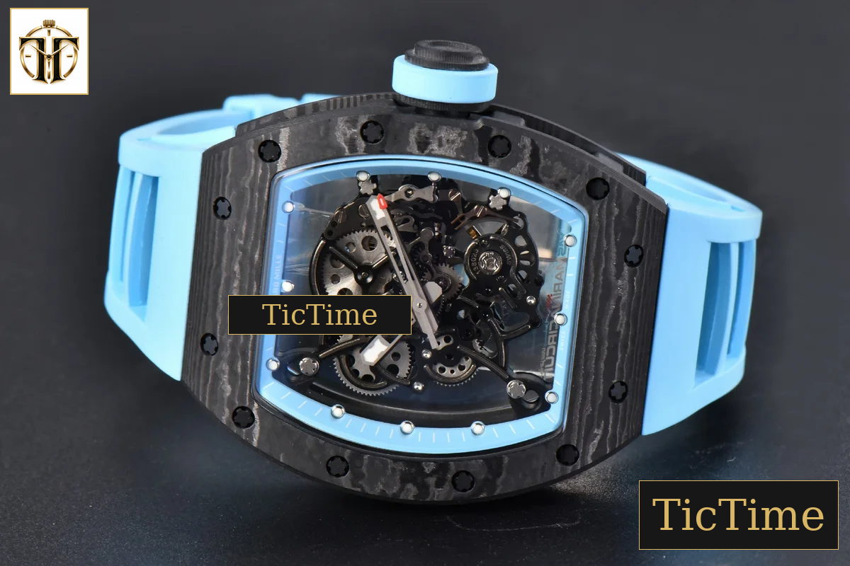 NTPT RM055 42.7mm BBRF Blue Skeleton Dial Blue Rubber Strap RMUL2 — foto 15