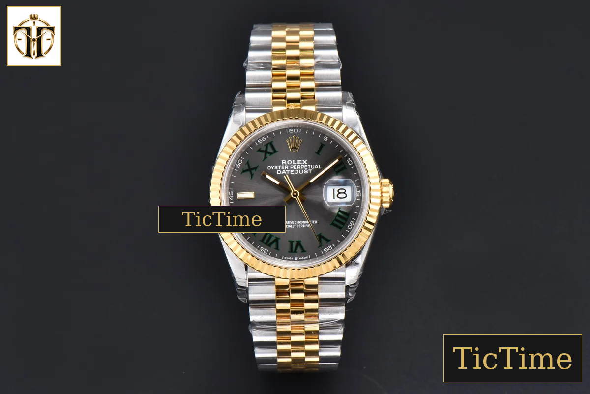 DateJust 36mm VSF YG/SS Wimbledon Gray Dial Green Marker Jubilee VS3235 — foto 3