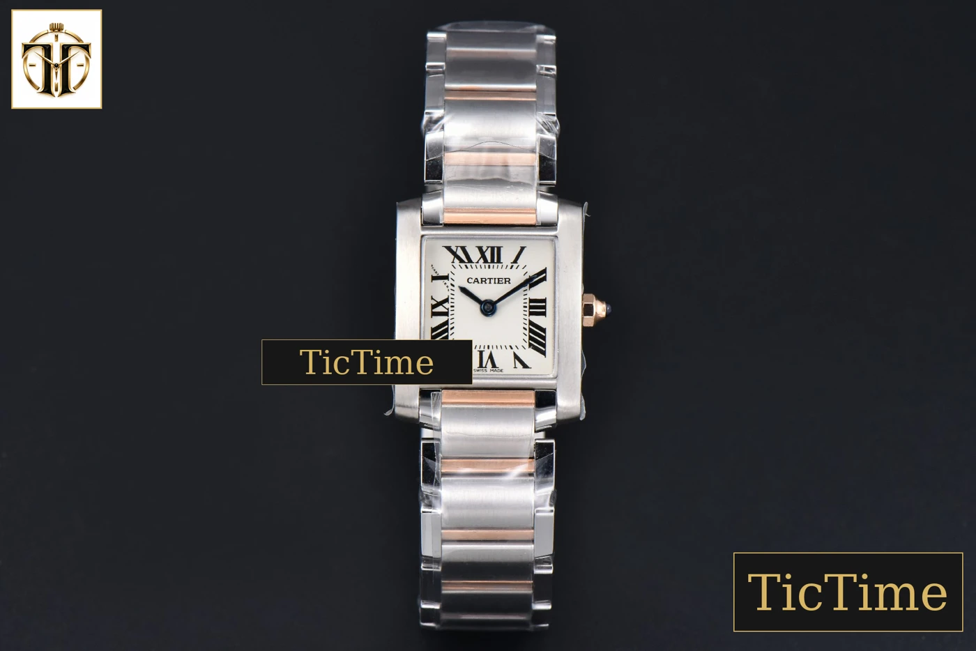 Vista frontal — Tank Francaise Small 25.7mmx21.2mm 8848F RG/SS Bracelet Quartz