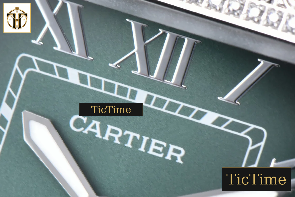 Santos de Cartier Medium 35mm AF SS Green Dial Diamond Bezel Green Leather Strap Miyota 9015 — foto 4