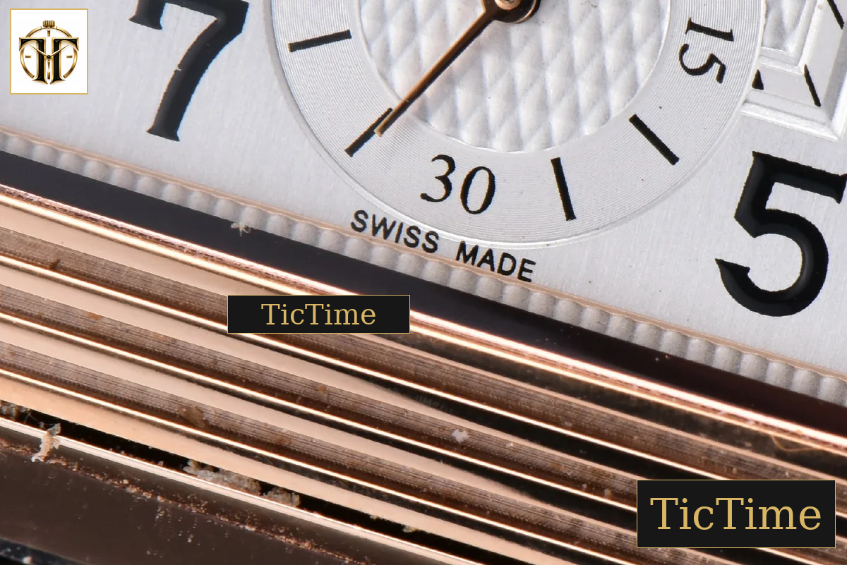 Master Reverso Tribute Small Seconds 30X47mm MGF RG White Dial RG Hands Black Leather Strap A854A — foto 8
