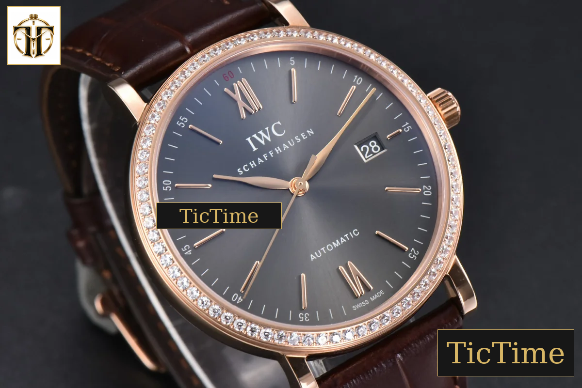Portofino 40mm V7F RG Diamond Gray Dial RG Marker Brown Leather Strap A2892 — foto 12
