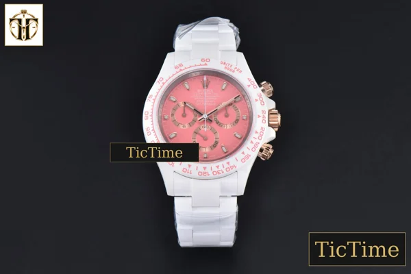 Foto frontal — Daytona (ZF) 40mm AETF White Ceramic Pink Dial Ceramic Bracelet Movement 4130