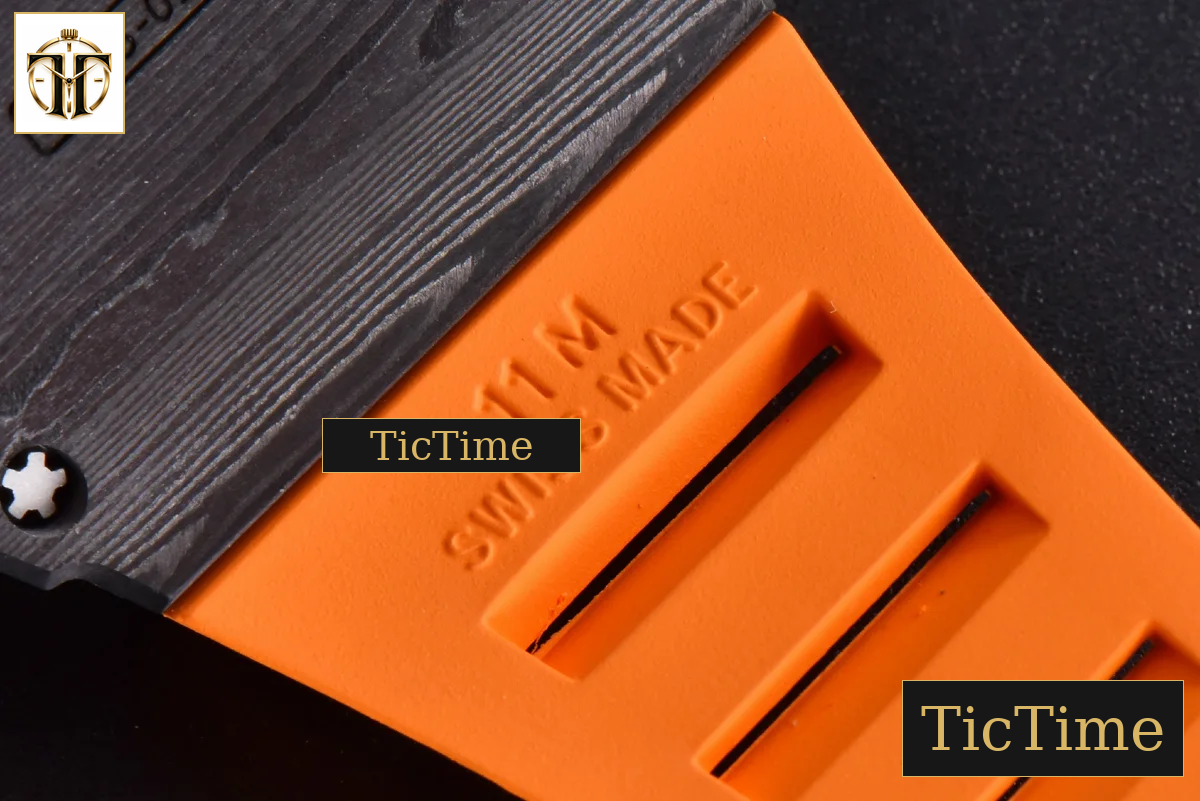 RM035-02 42mm T+F Black Forged Carbon Black Skeleton Dial Orange Crown Orange Rubber Strap RMUL2 — foto 20