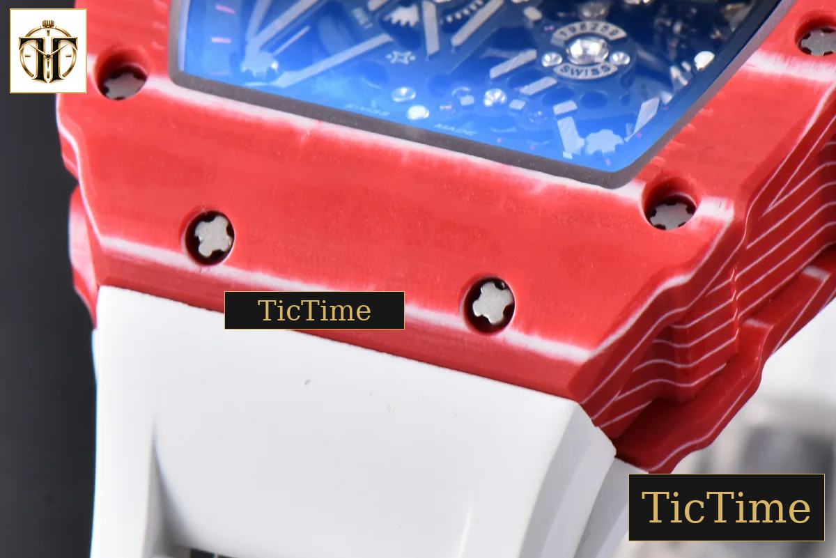 RM035-02 42mmx50mm ZF Red Carbon Dial white Rubber Strap V5 NH05A — foto 11