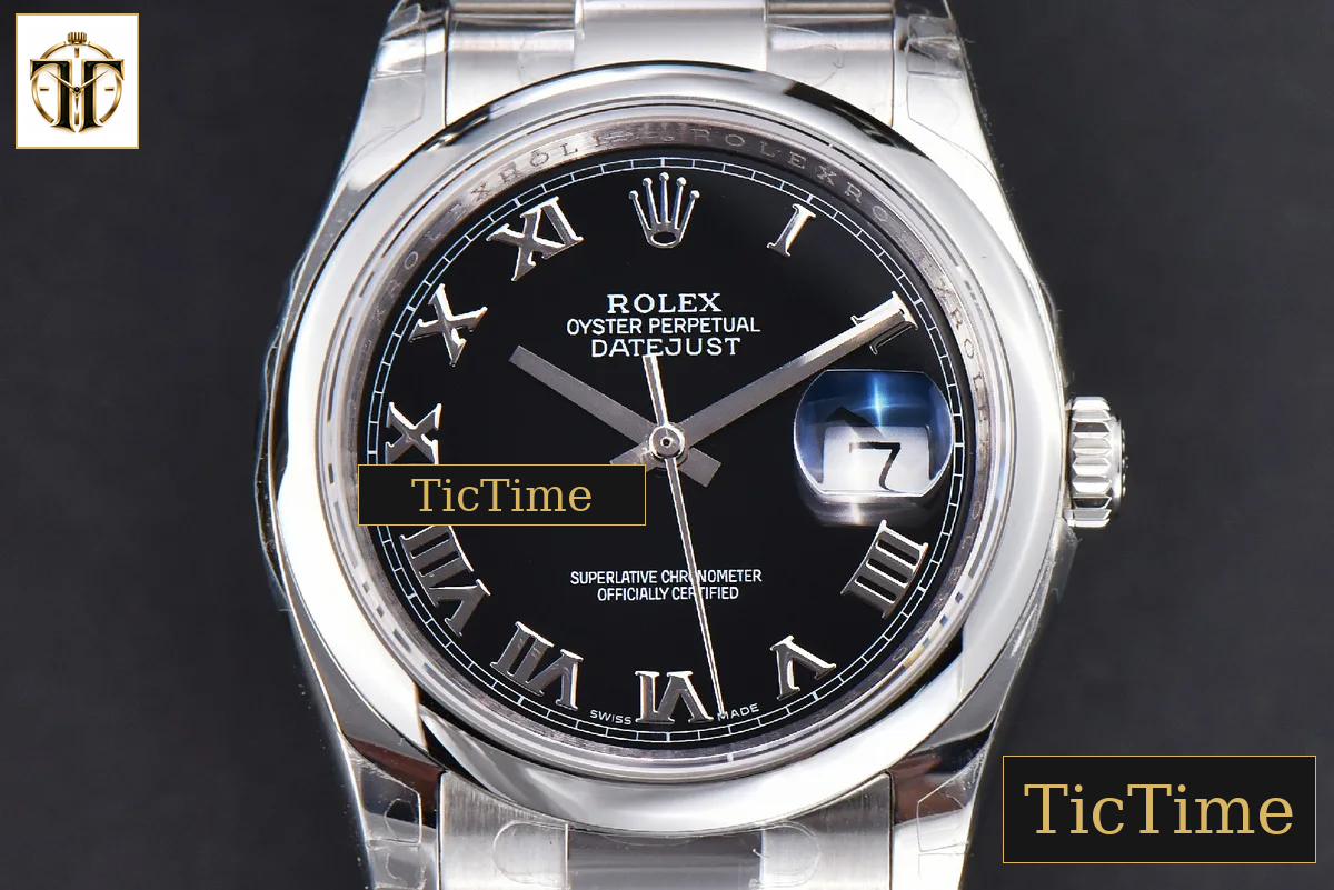 DateJust 36mm GMF SS Smooth Bezel Black Dial Roma Marker Oyster Bracelet VR3235 — foto 16