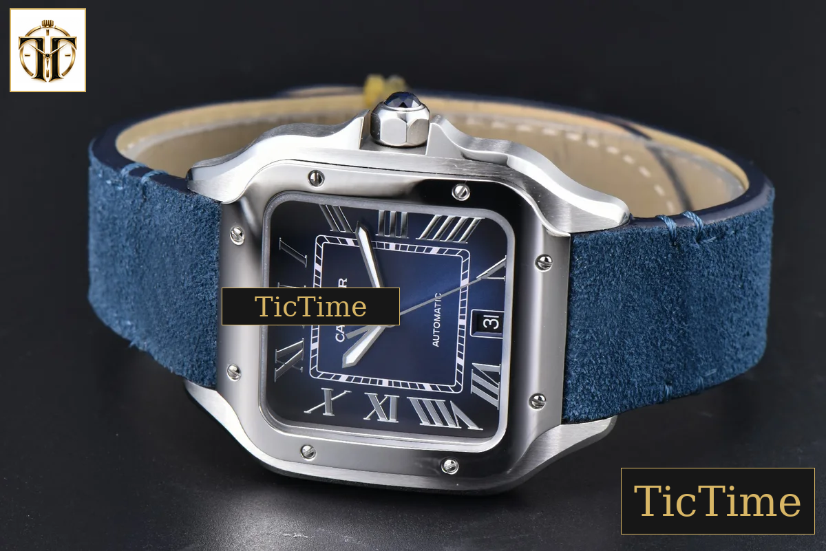 Santos de Cartier XL 40mm AF SS Blue Dial Blue Leather Strap Miyota 9015 — foto 11