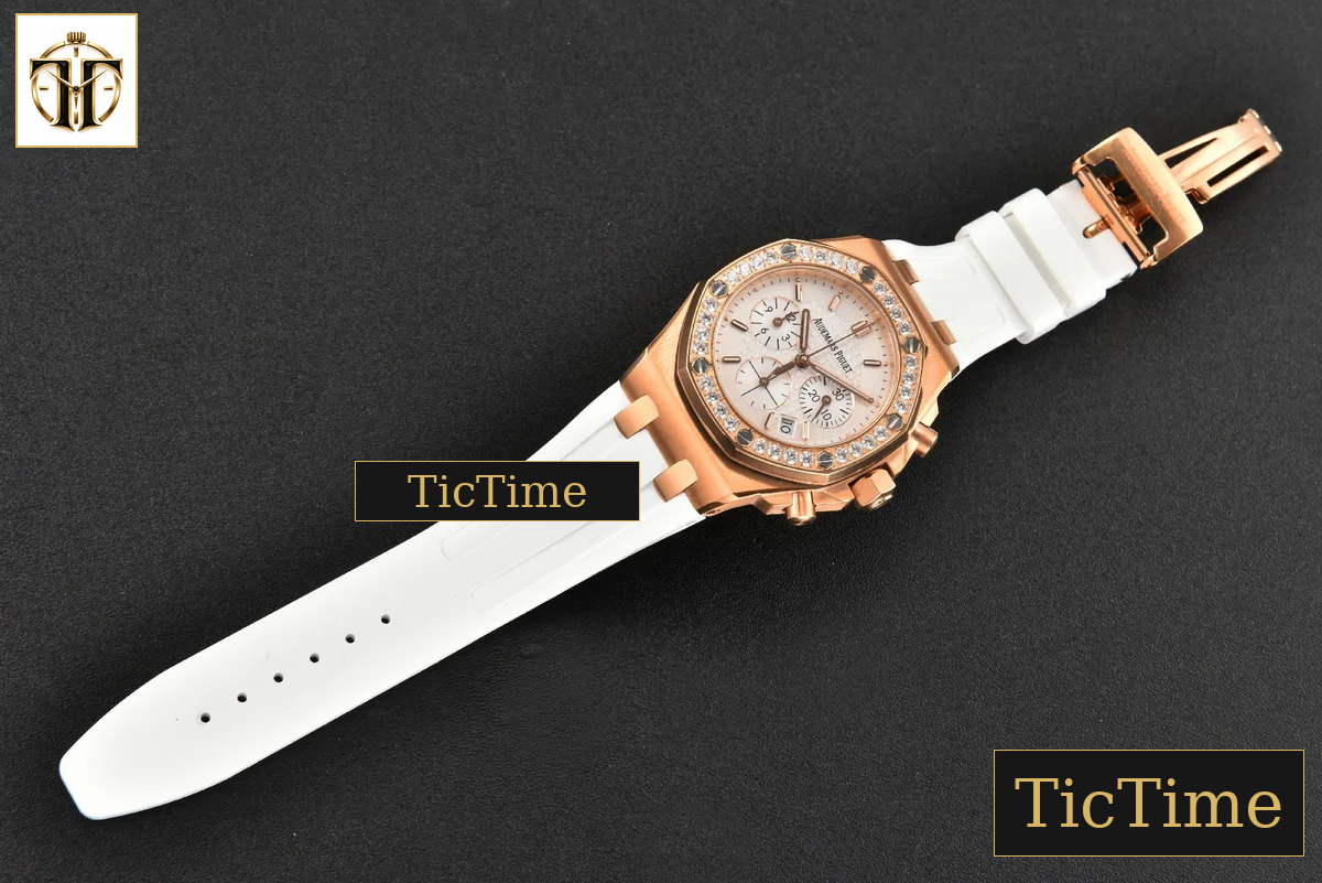 Offshore Ladies 26231ST 37mm RXWF RG Diamond White Dial White Subdial White Rubber Strap Quartz — foto 25
