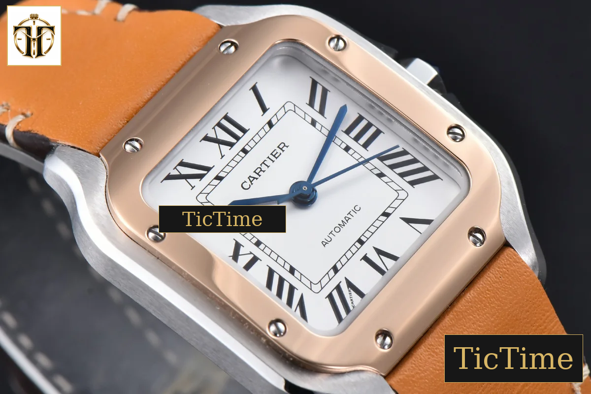 Santos de Cartier Medium 35mm AF SS White Dial RG Bezel Orange Leather Strap Miyota 9015 — foto 10