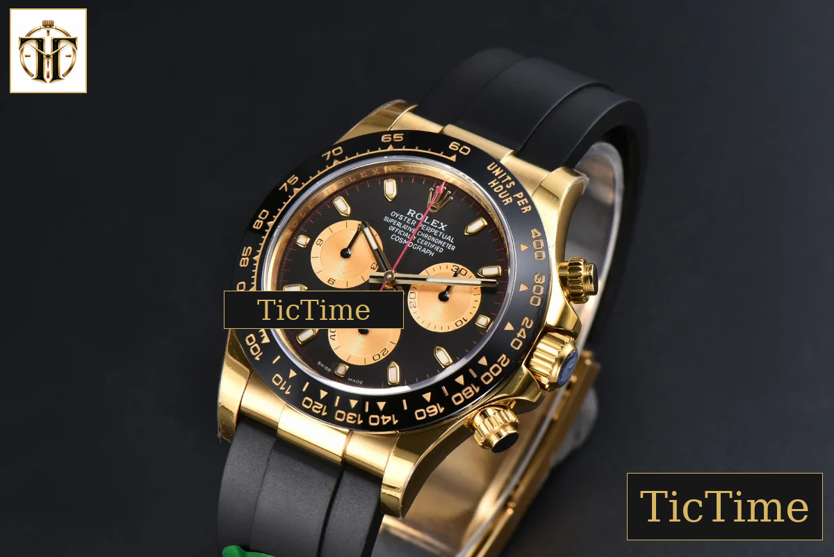 Daytona 116518 40mm APSF YG Black/YG Dial Ceramic Bezel Red Hand Oysterflex Strap Tungsten Version SH4130 — foto 5