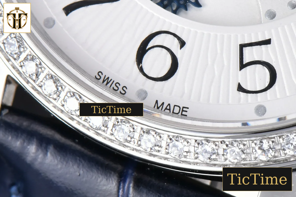 Rendez-Vous Night & Day 34mm APSF Diamond White Textured Dial Blue Leather Strap A898 — foto 8