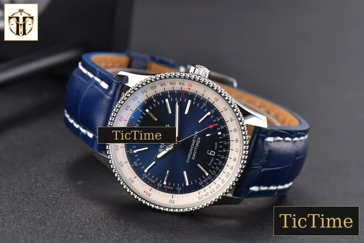Navitimer 41mm V7F Blue Dial Blue Leather Strap A2824 — foto 14
