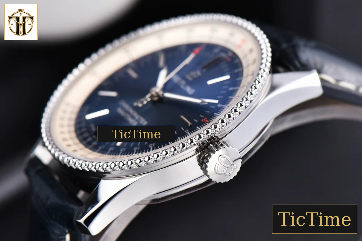 Navitimer 38mm TF SS Blue Dial White Bezel Blue Leather Strap A2824 — foto 10