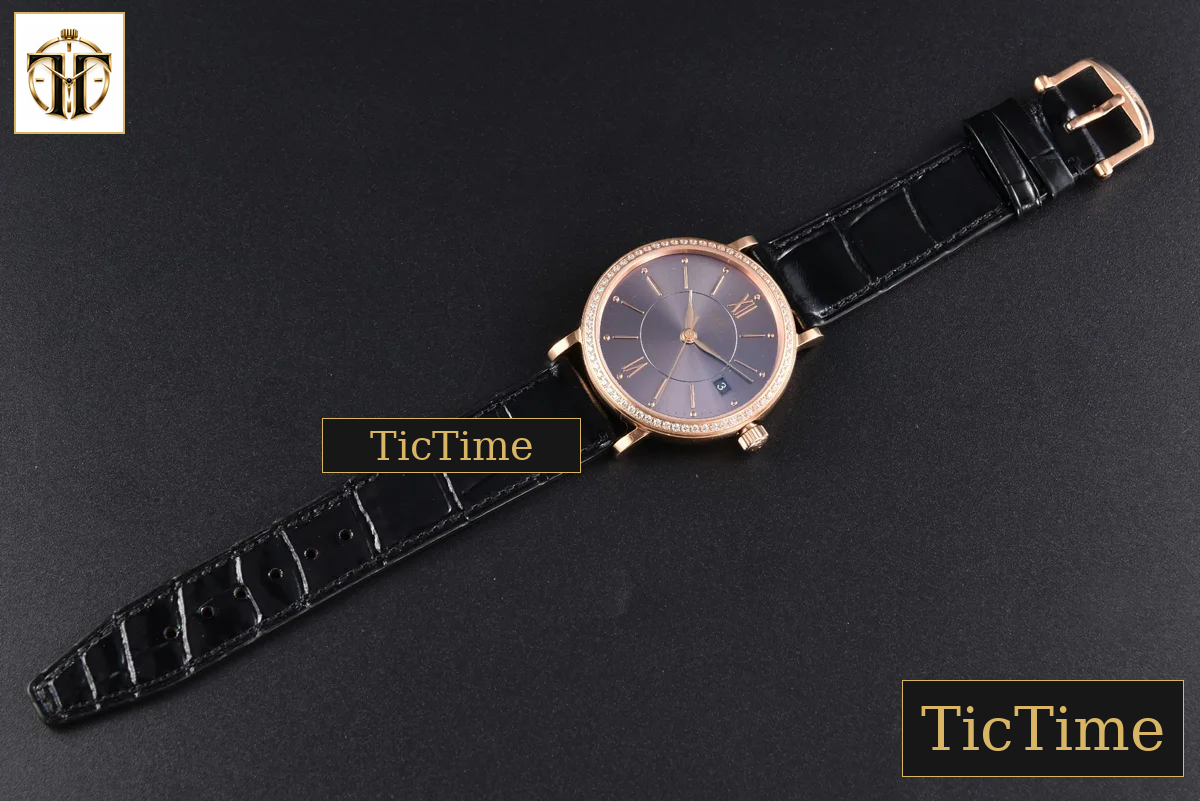 Portofino 37mm V7F RG Diamond Gray Dial RG Marker Black Leather Strap A2892 — foto 32