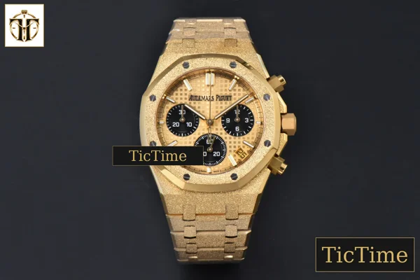 Foto frontal — Royal Oak Chronograph 26240 41mm APSF YG Frosted YG Checkered Dial Black Subdial YG Frosted Bracelet V1 SH4401