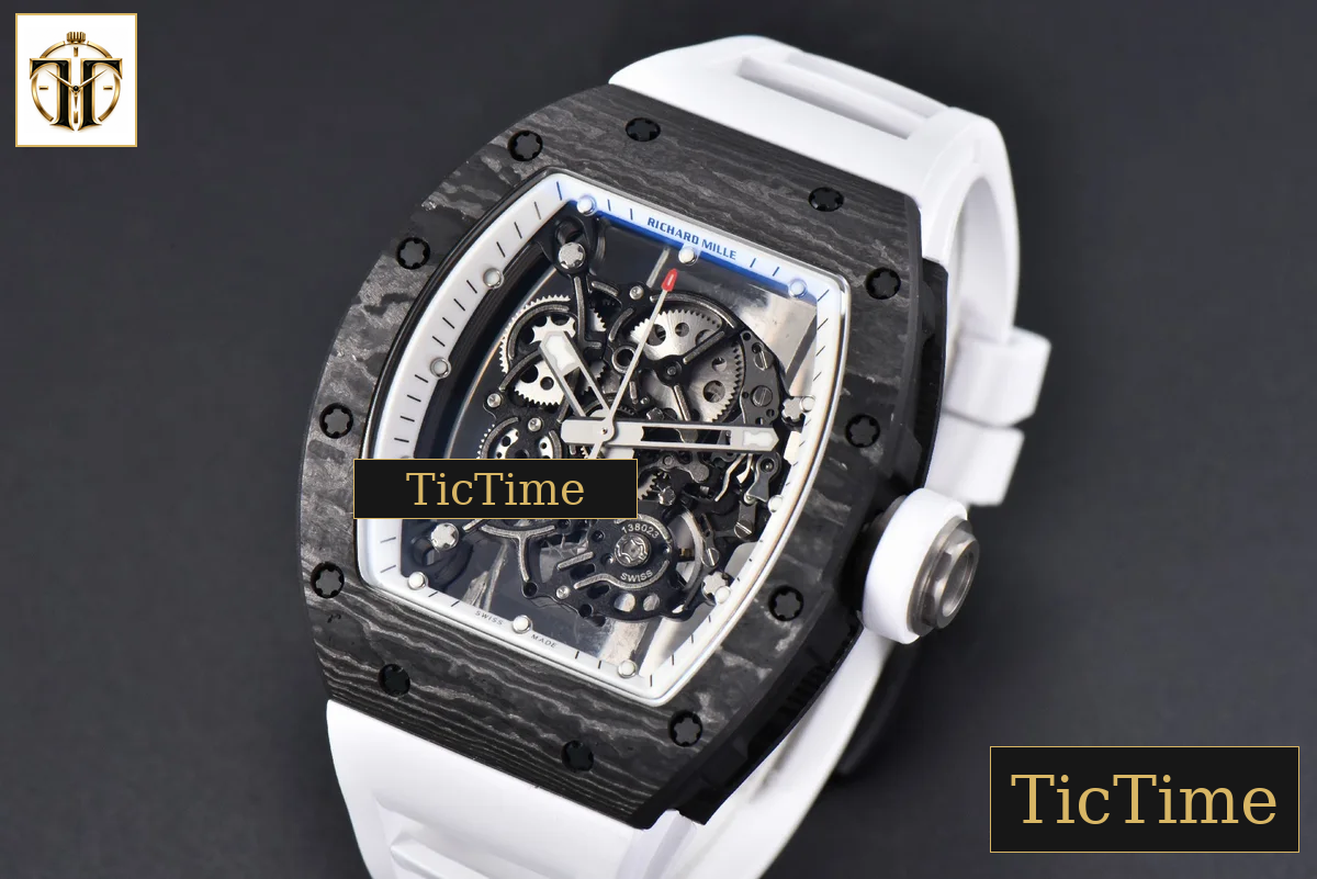 NTPT RM055 42.7mm BBRF White Skeleton Dial White Rubber Strap RMUL2 — foto 4