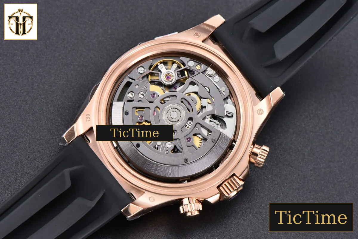Daytona 40mm GETF PVD RG Carbon Rainbow Diamond Skeleton Dial Black Rubber Strap SA4130 — foto 21